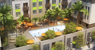 Resort-style pool, sun deck and spa with poolside bar and social lounge with WiFi access throughout amenity areas